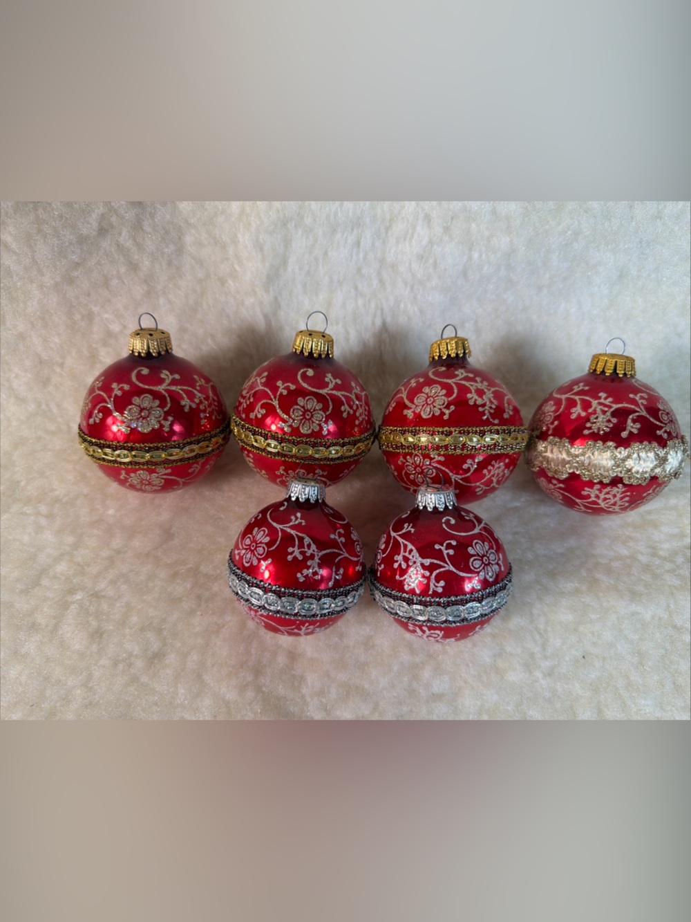 Krebs Vintage Various Size and Design Set of 6 Ornaments